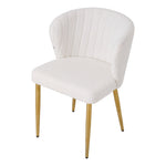 Breeins Set Of 2 Modern Sherpa Fleece Dining Chairs With Gold Metal Legs