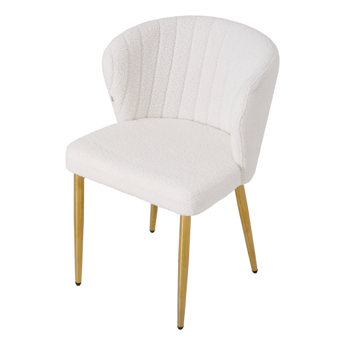 Breeins Set Of 2 Modern Sherpa Fleece Dining Chairs With Gold Metal Legs
