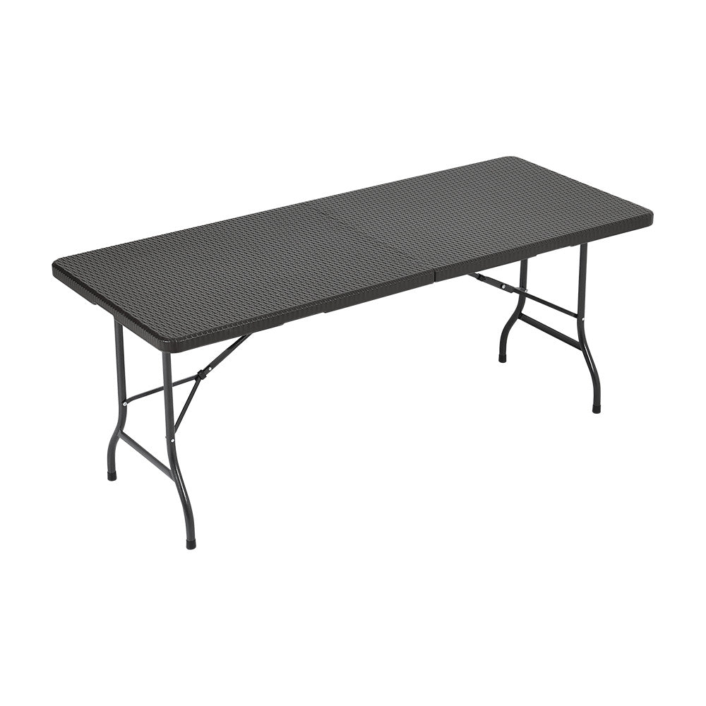 Outdoor Rattan Plastic Folding Table Black/brown | One Size | Black