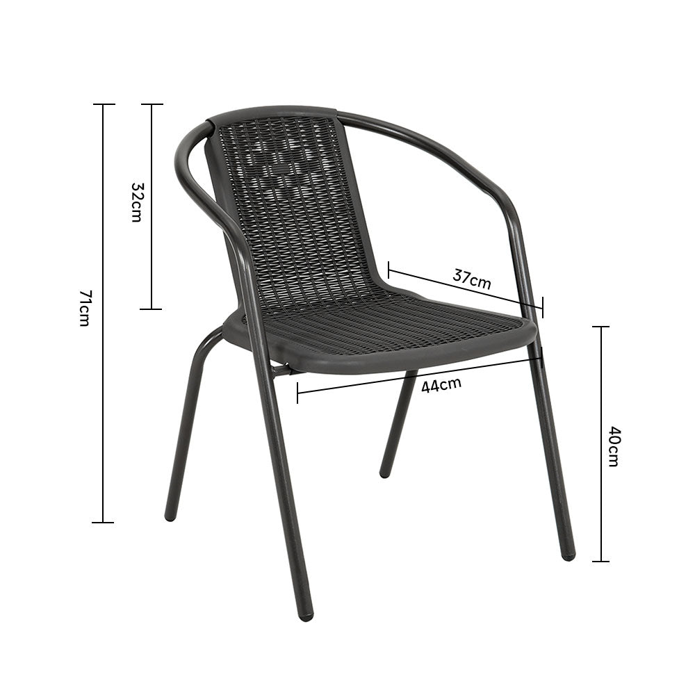 Pe Rattan Stacking Garden Chairs – Set Of 2 / 4 Outdoor Patio Chairs | Set-of-4 | Black