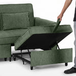 2 Seater Sofa Bed, 4-in-1 Convertible Pull Out Sleeper Sofa | Dark Green