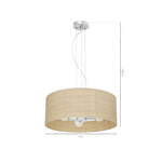 Marshall Hand Made Designer Pendant Lamp In Matt White Metal And Natural Rattan Coloured Fabric