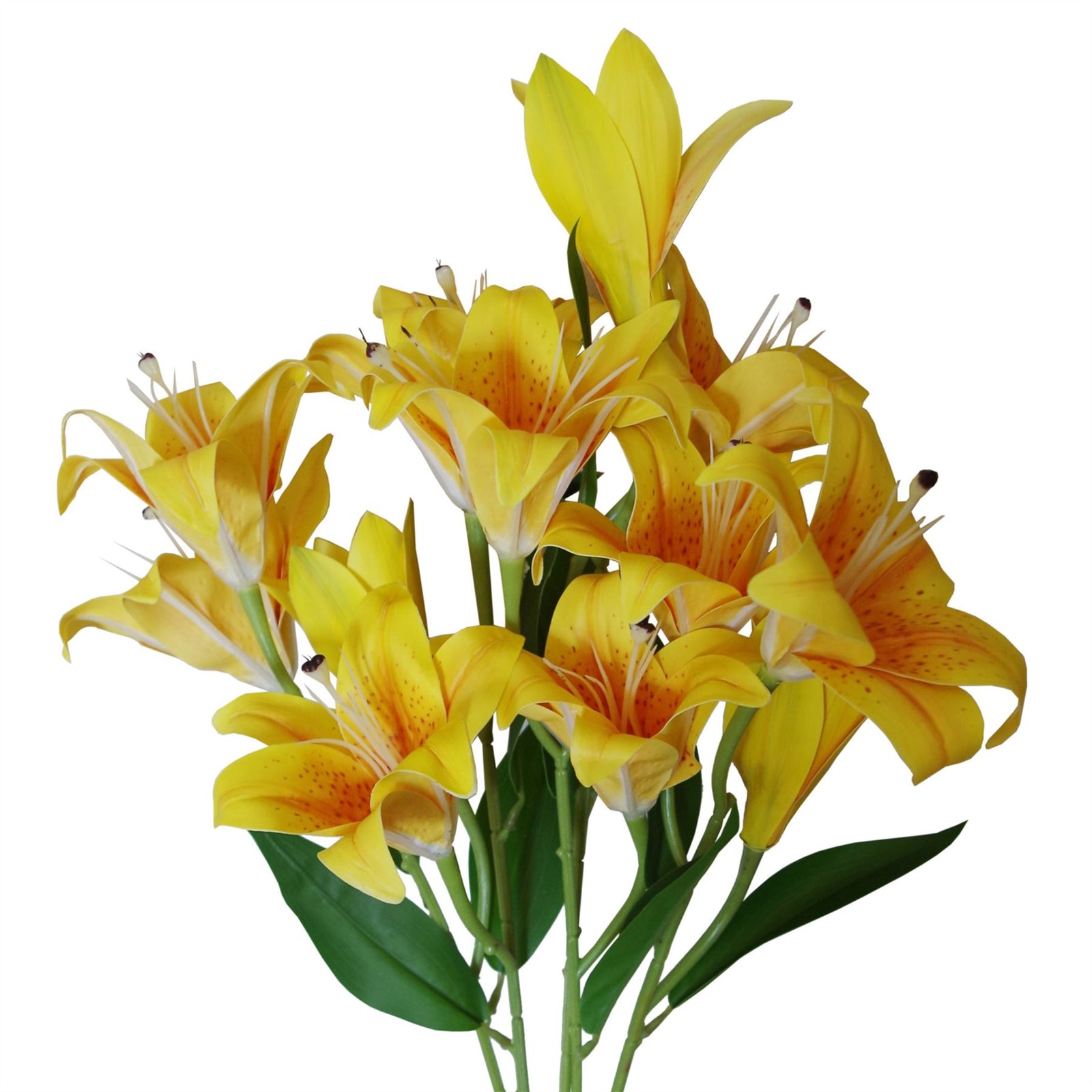 12 X 60cm Artificial Lily Stem Yellow 144 Flowers