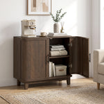 Sideboard With 2 Curved Doors And Adjustable Shelf | Brown
