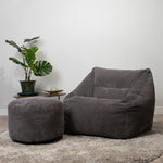 Morgan Cord Armchair & Pouffe Set | Charcoal