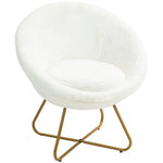 Faux Fur Comfy Chair With Golden Metal Legs Non-slip Footpad