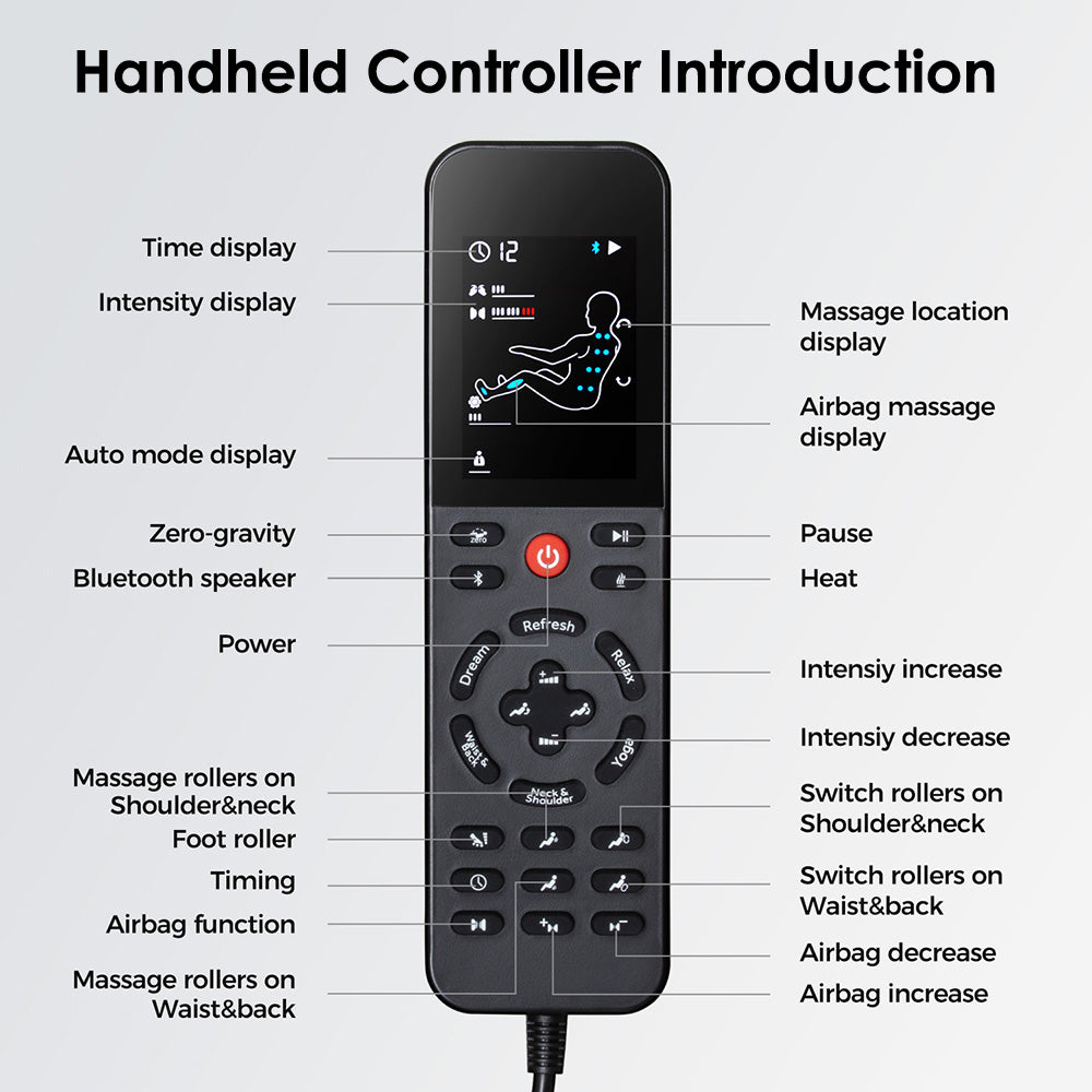 Zero Gravity Full Body Massage Chair With Heat And Handheld Remote Reclining Back, Foot Roller, Air Compression, Shiatsu Massage For Home And Office | Grey