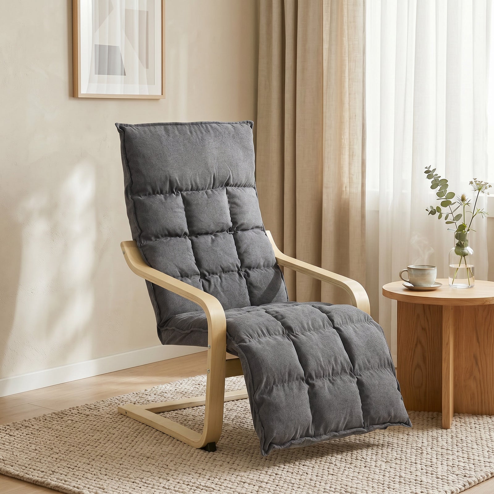 Accent Chair, Leisure Lounge Chair Armchair With Footrest | Grey
