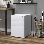 3 Drawer Metal Filing Cabinet Lockable 5 Wheels | One Size | White