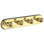 Towel Hooks Wall Mounted Storage Non-rust Brass Core | Quadruple | Polished Brass
