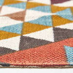 Oslo Orange, Brown And Yellow Multi Coloured 100% Cotton Diamond Pattern Rug | 200cm | Black & Brown