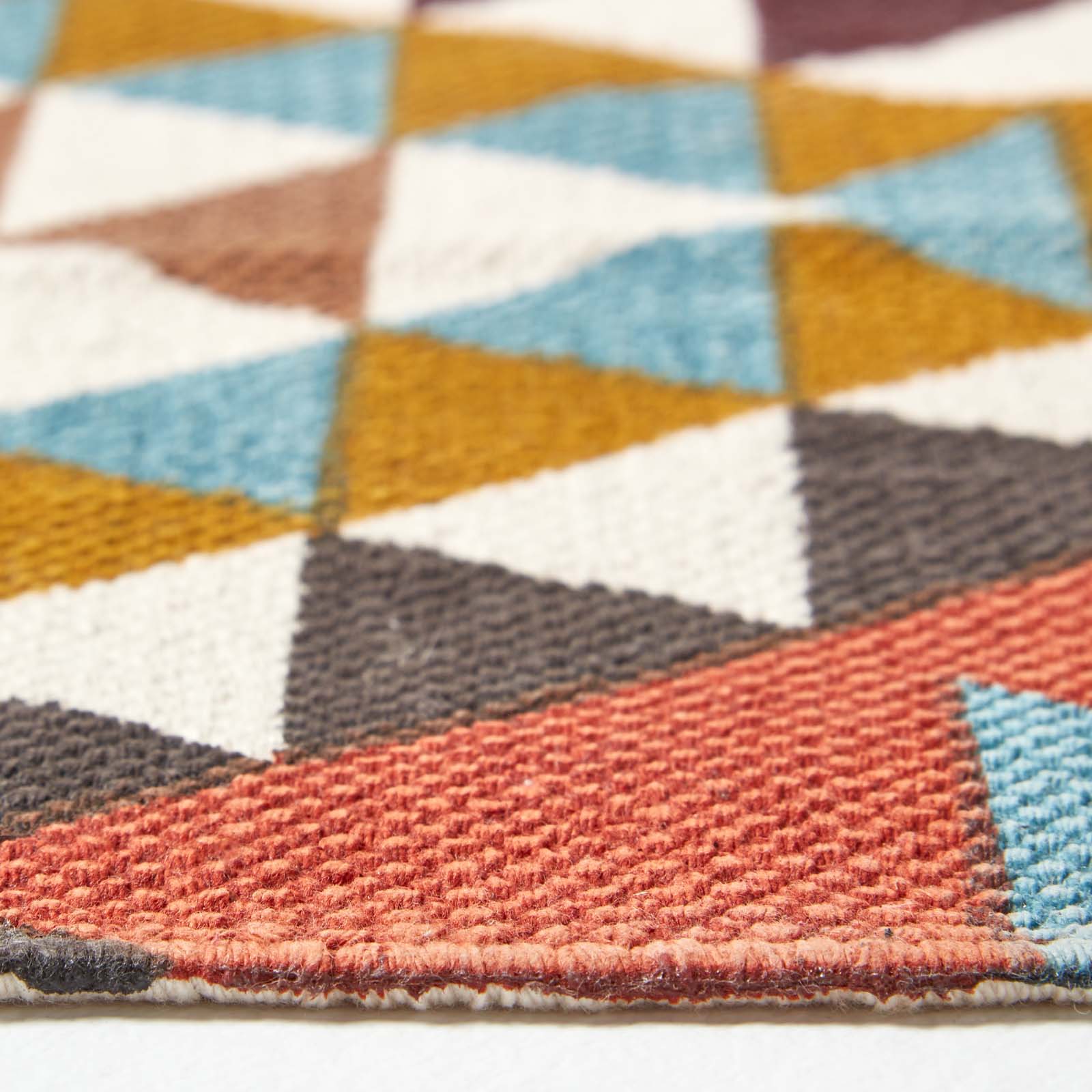 Oslo Orange, Brown And Yellow Multi Coloured 100% Cotton Diamond Pattern Rug | 150cm x 220cm | Black & Brown