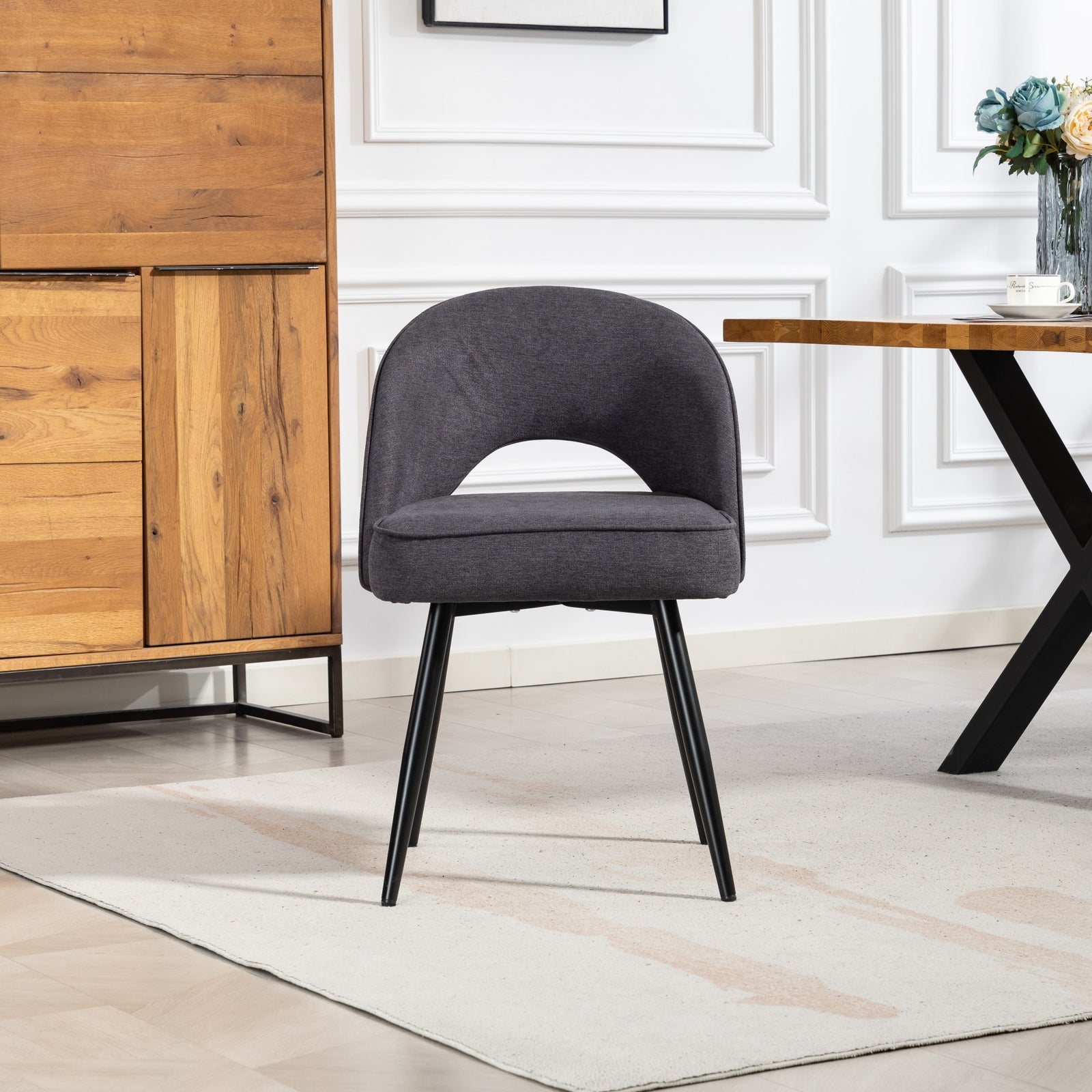 Ashley Fabric Dining Chairs - Set Of 2 | Charcoal Grey