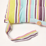 Striped Seat Pad With Button Straps 100% Cotton, 40 X 40 Cm | Set of 4 | Osaka Green