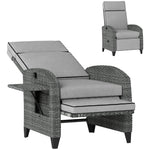 Outdoor Recliner Chair W/ Cushion Rattan Reclining Lounge