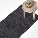 Denver Leather Woven Rug | 200cm | Black