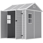 6 X 6ft Plastic Garden Shed With Floor, Window, Vents, Grey