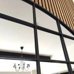 Tomi - Metal Arched Lattice Window Mirror | 95cm x 120cm | Black