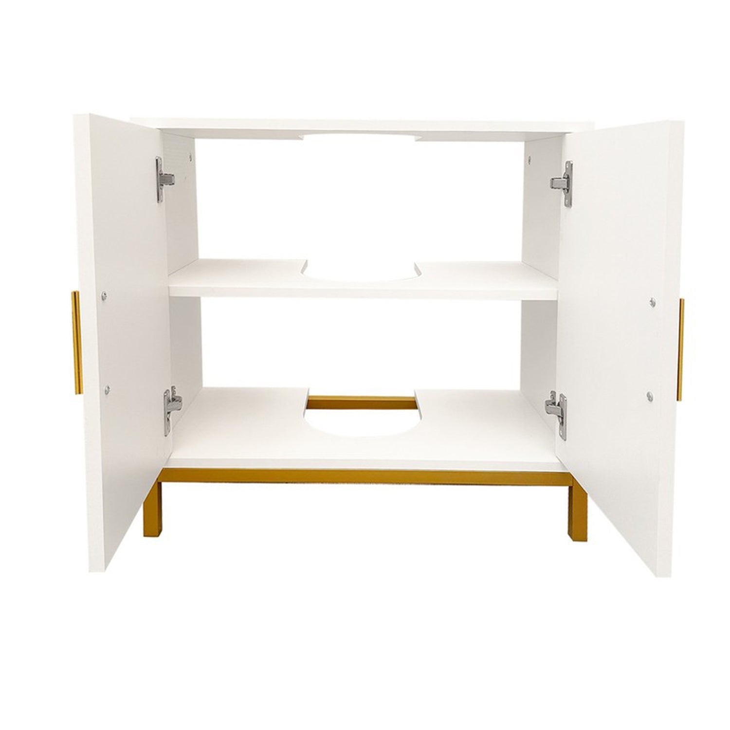 HYGRAD BUILT TO SURVIVE Under Sink Bathroom Storage Cabinet Vanity Unit – 2 Door White Cupboard With Shelf