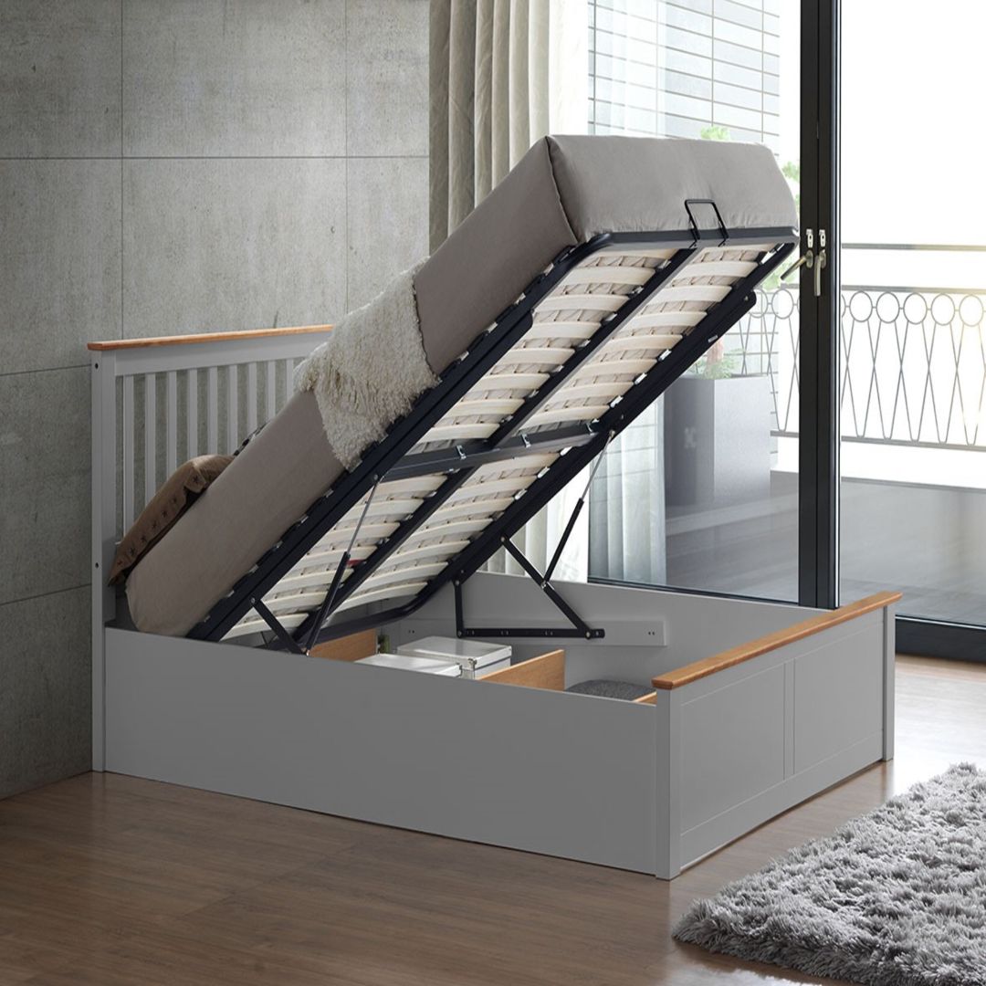 Malmo Wooden Ottoman Bed | Double | Grey