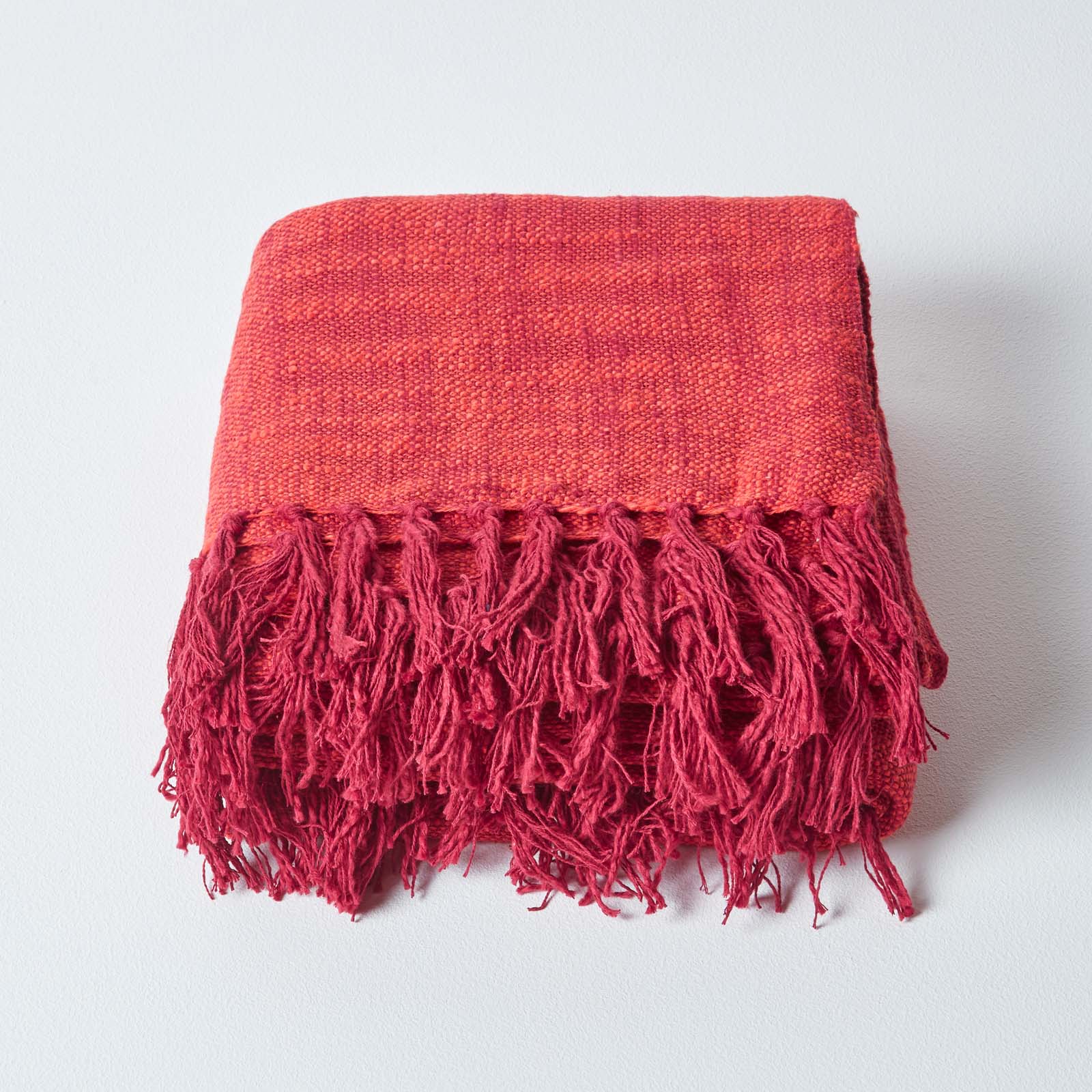 Nirvana Handwoven Slub Cotton Throw | 150cm x 200cm | Orange