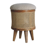 Solid Mango Wood Cream Boucle Larissa Footstool