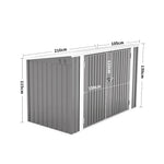 Garden Storage Shed Bike Metal Pent Tool Shed House Galvanized Steel Can Put 3-4 Bicycles (d105x W210x H130cm) | Grey