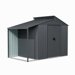 Breeins Outdoor Galvanized Steel Storage Shed With Lean-to