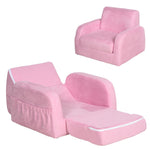 2 In 1 Kids Armchair Sofa Bed Fold Out Padded Wood Frame Bedroom | Pink