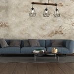 Acero Pendant Lamp 3xe27 This Hand Made Industrial Style Lamp Is Hand Made From Sleek Black Steel And Natural Dark Wood