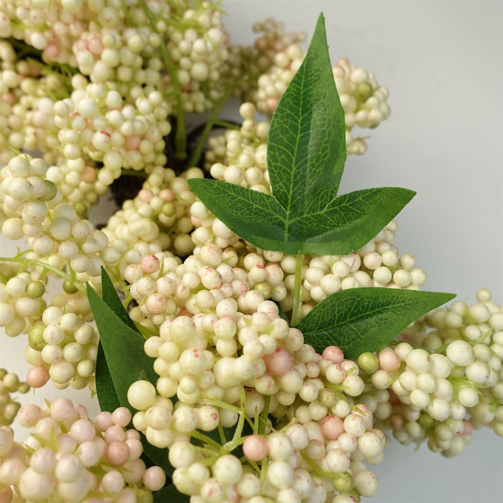Leaf 55cm Artificial Hanging White Berry Wreath