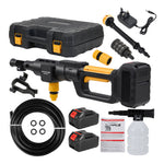 21v Cordless Handheld Pressure Washer With 2 Batteries, 5m Hose, 6-in-1 Nozzle & Foam Cannon, Portable Car And Garden Cleaner | Yellow & Black