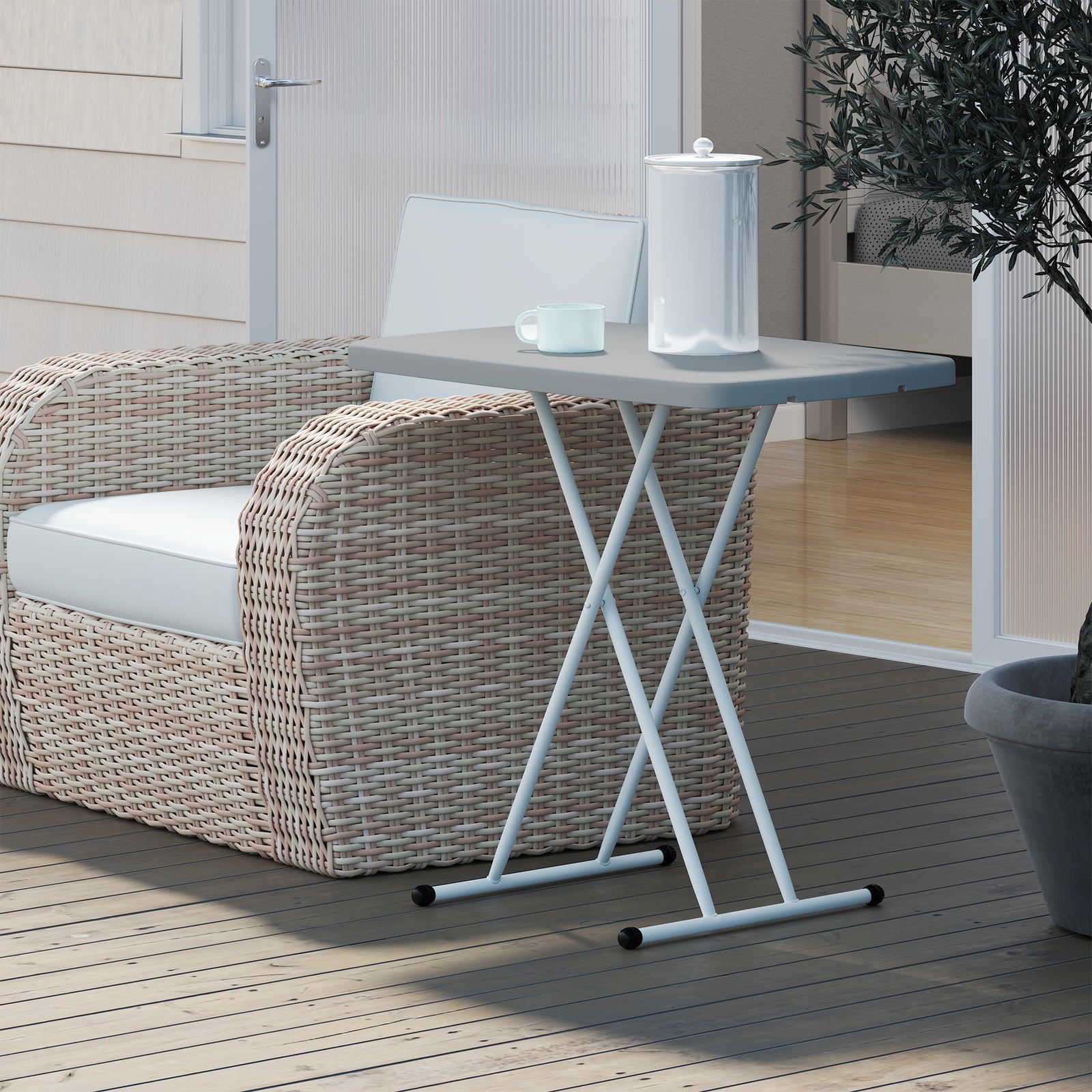 Folding Coffee Table, Height Adjustable Bistro Table | Charcoal Gray