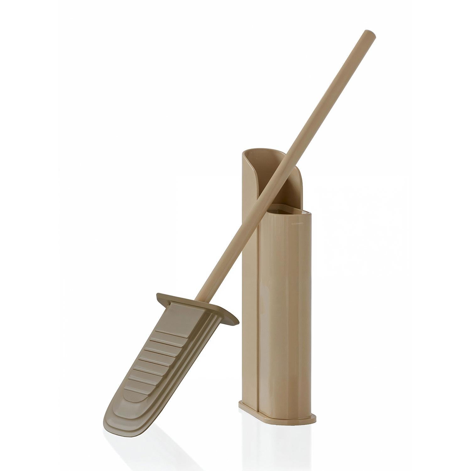 Silicone Toilet Brush, Floor Or Self-adhesive Slim Beige Flat Collection