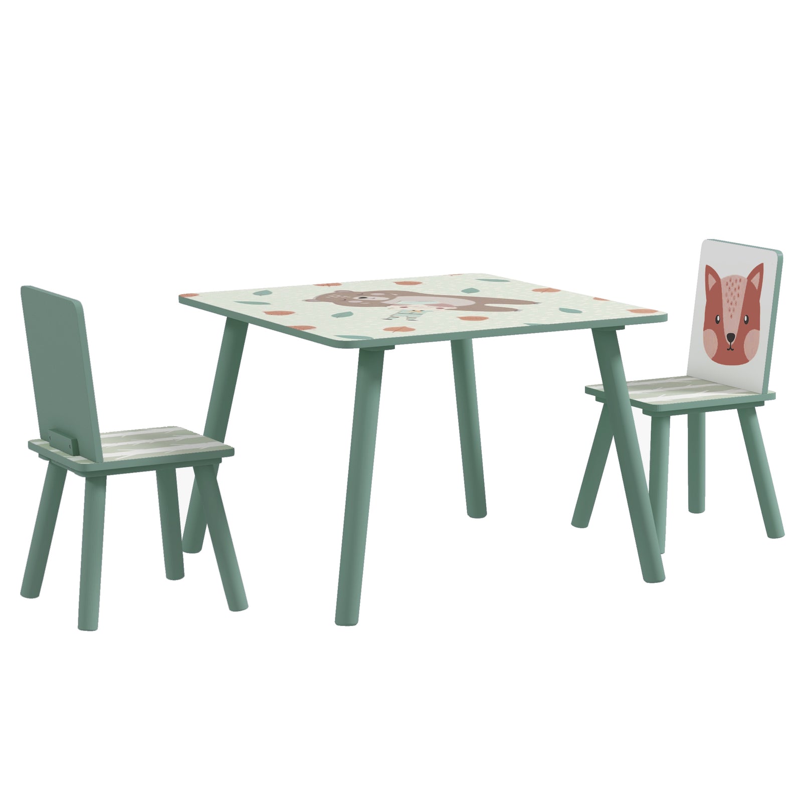 Kids Table And Chairs, Children Desk With 2 Chairs | Green