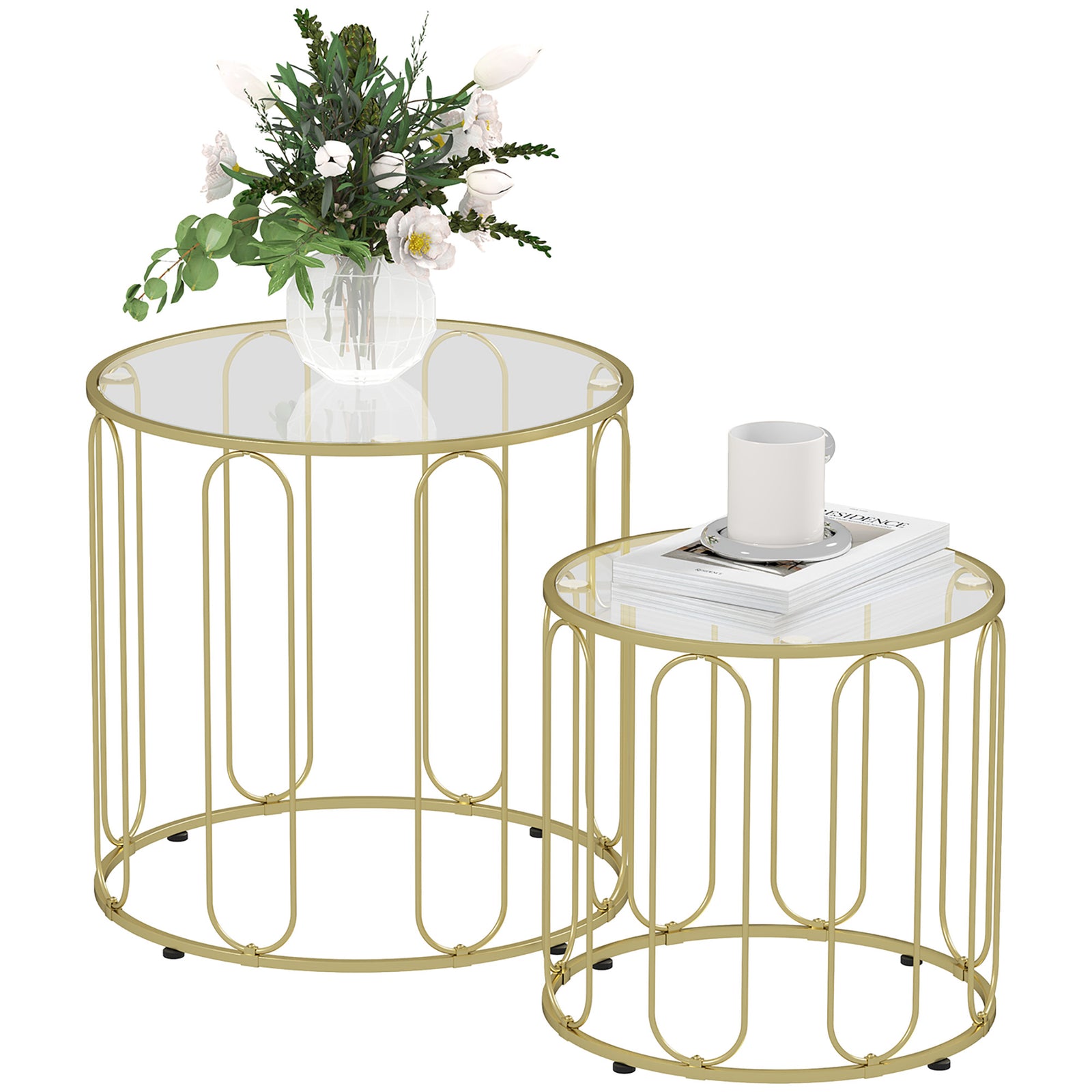Coffee Table Set Of 2, Nest Of Tables With Metal Frame