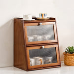 3-tier Bamboo Bread Storage Cabinet With Acrylic Flap Door, Space-saving Trapezoid Design | Brown