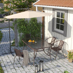 3 M Banana Patio Umbrella Cantilever Garden Parasol With Solar-powered 32 Led Lights, Crank For Opening Closing With Cross Base & Large Fillable Base | One Size | Beige