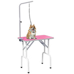 Foldable Dog Grooming Table Adjustable Arm 81x49x80cm | Pink