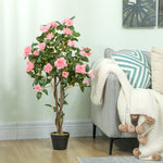 Set Of 2 Decorative Artificial Plants Rose Trees In Pot