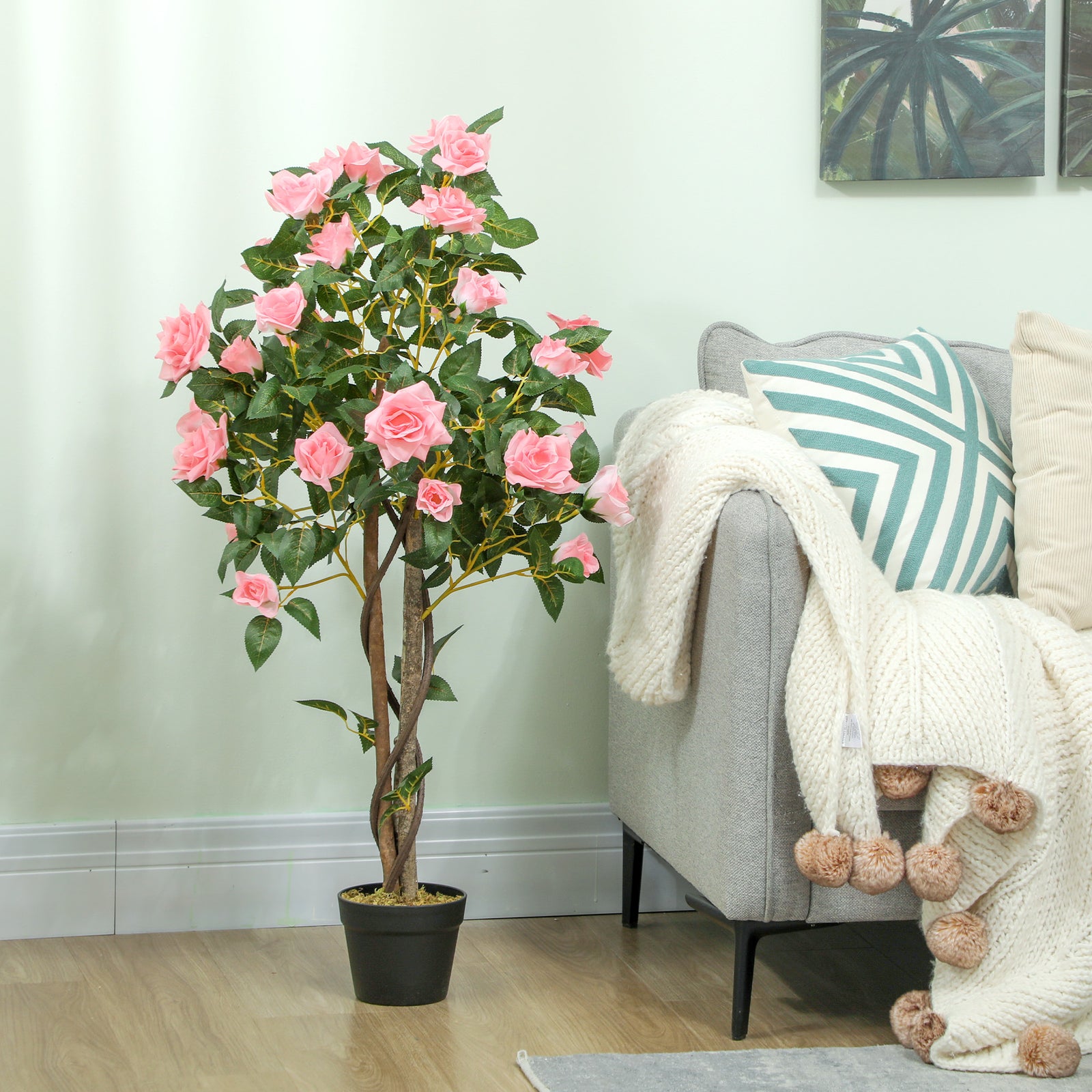 Set Of 2 Decorative Artificial Plants Rose Trees In Pot