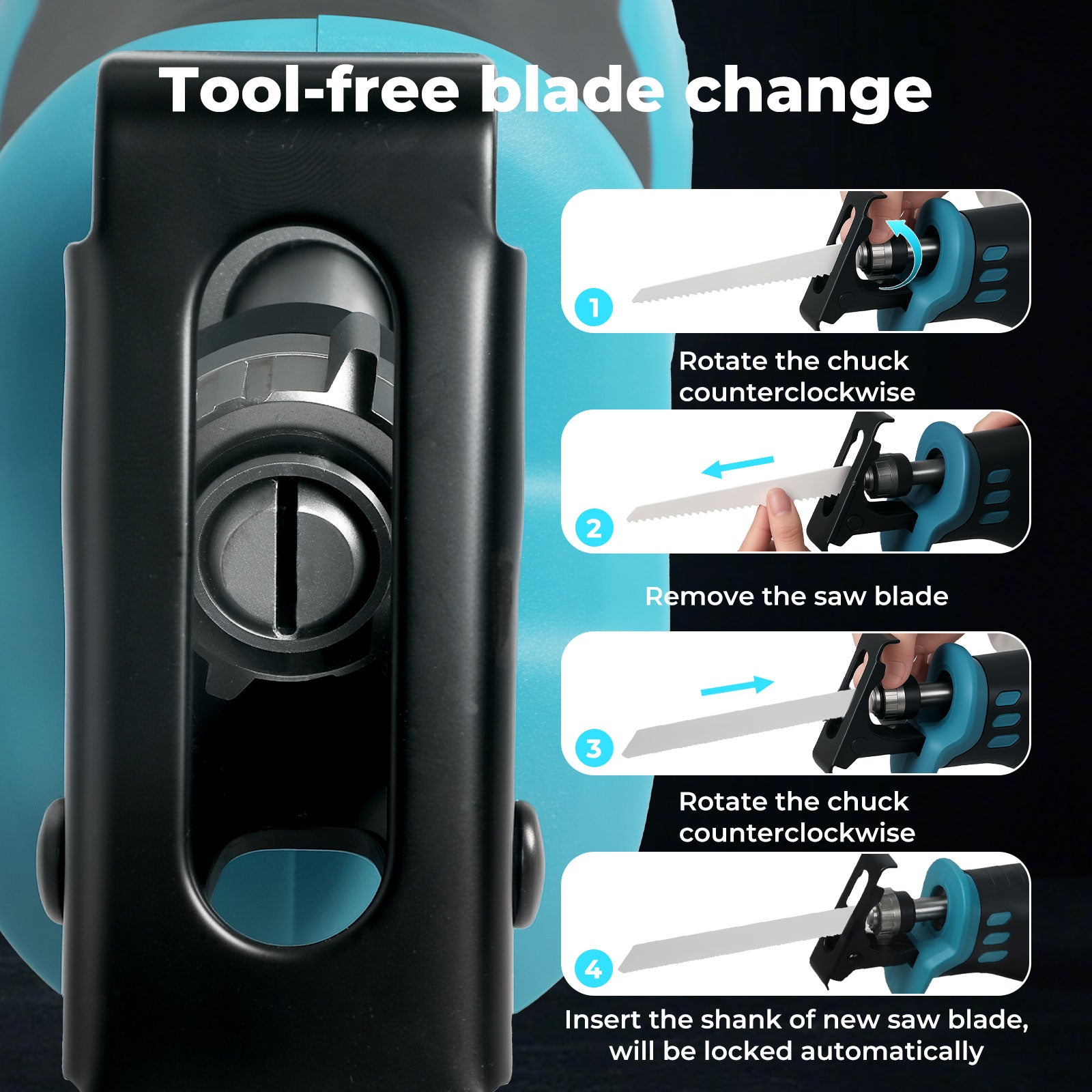 Cordless Reciprocating Saw Set For Wood Metal 2 Battery Safety Goggle | Blue