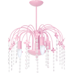 Laura Pink  Pendant Lamp  Beautifully Hand Made Chandelier In Baby Pink With Crystal Droplets