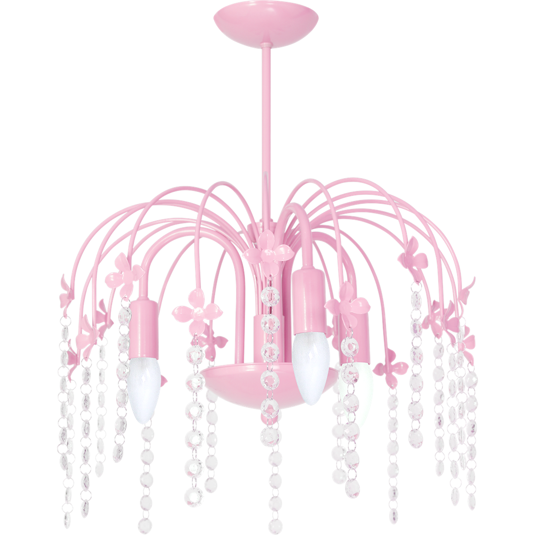 Laura Pink  Pendant Lamp  Beautifully Hand Made Chandelier In Baby Pink With Crystal Droplets