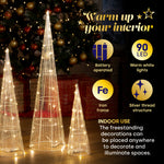 3pc Light Up Cone Tree Decorations With Warm Led Lights