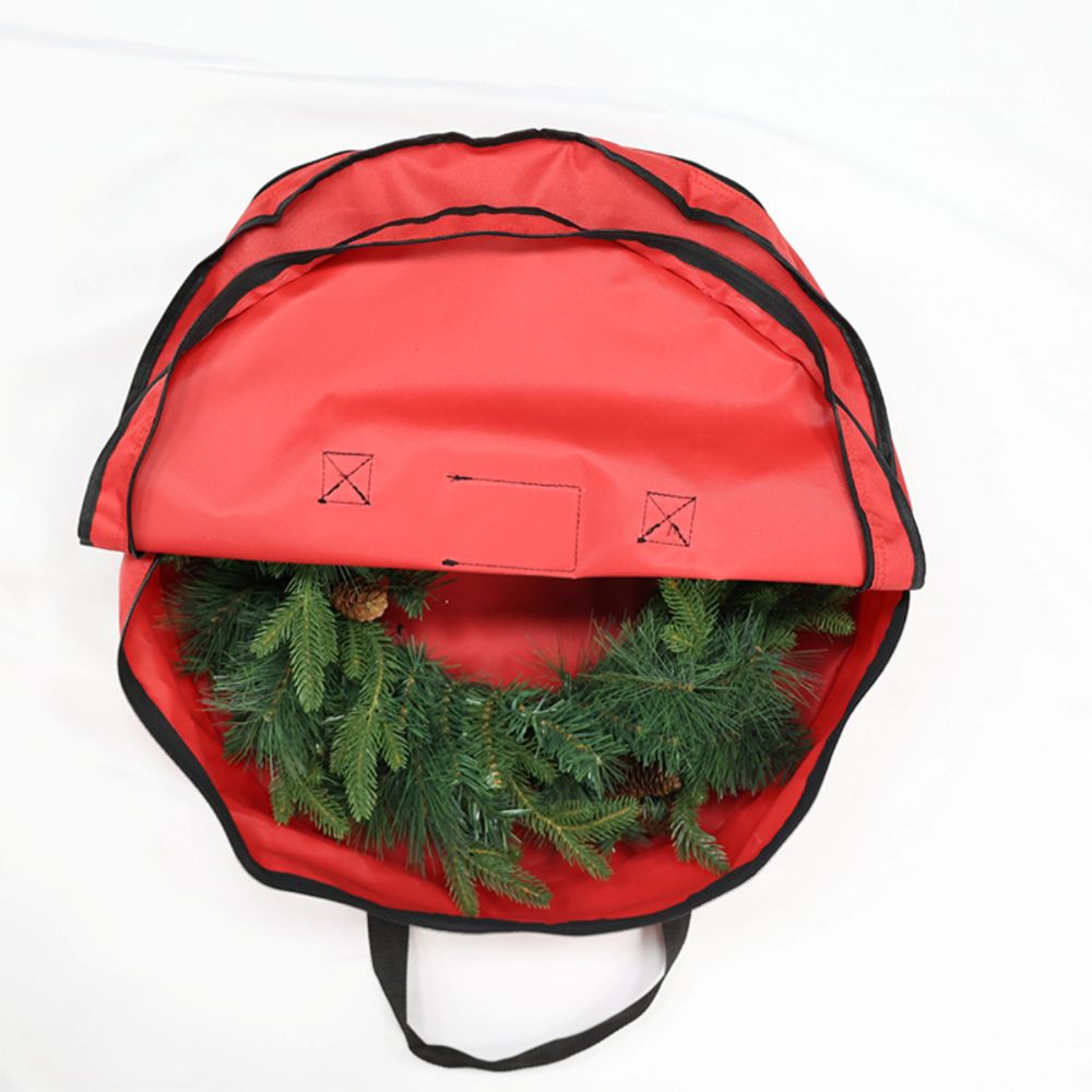 Christmas Wreath Decoration Zip Up Sack Fabric Storage Bag
