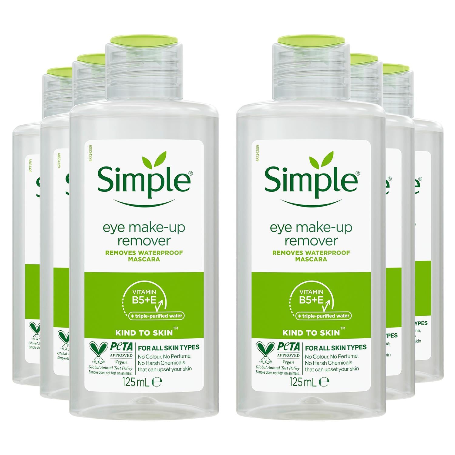 Kind To Skin Eye Make-up Remover 125ml, Pack Of 6 | Set-of-6 | White