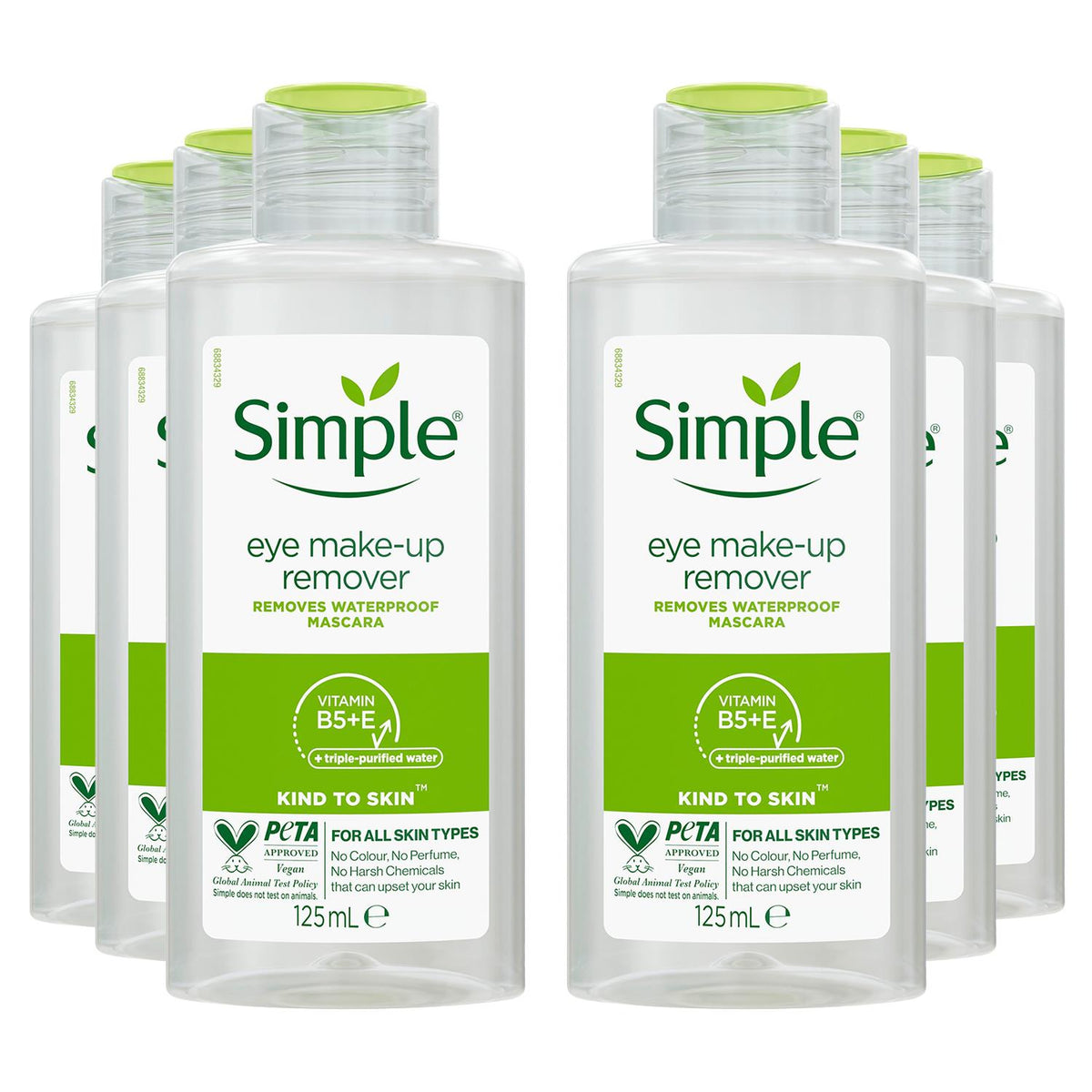 Kind To Skin Eye Make-up Remover 125ml, Pack Of 6 | Set of 6 | White