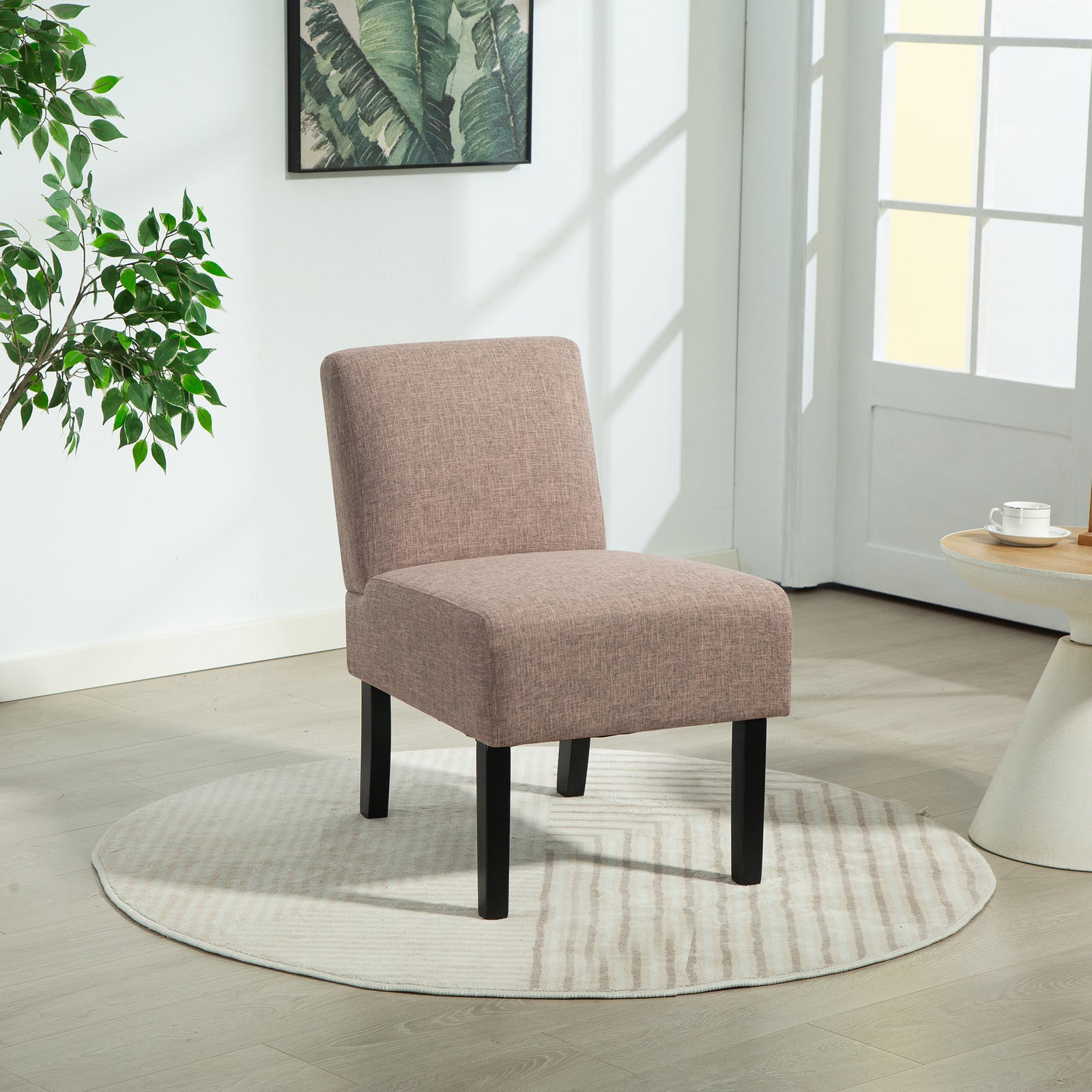 Elara Fabric Armless Accent Chair | Dark Brown