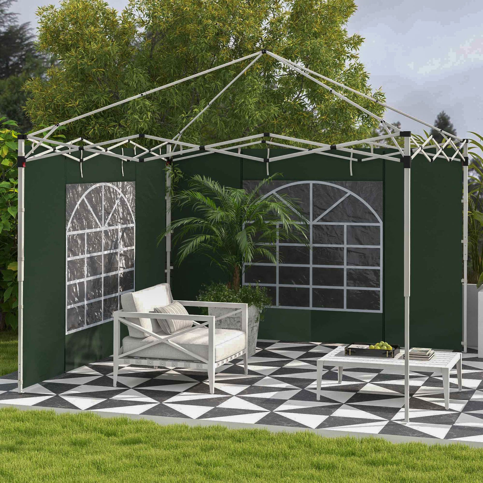3x3(m) Or 3x6m Pop Up Gazebo Side Panels Replacement, 2 Pack | Green